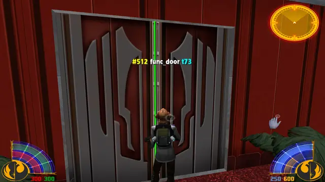 A door with its number, class and targetname shown
