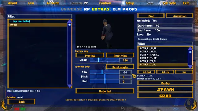 GLM Props: choosing a range of animation frames