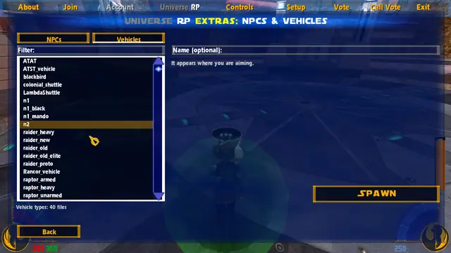 NPCs and vehicles, spawned where you aim